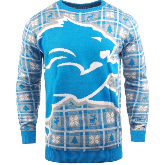 NFL Other - Men's Detroit Lions Blue Big Logo Pullover Christmas Sweater - NFL Team Apparel